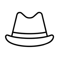 fedoras line drawn beauty fashion industry. vector art - outline icon fedoras, isolated white background