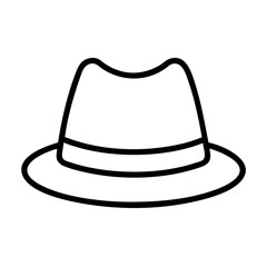 fedoras line drawn beauty fashion industry. vector art - outline icon fedoras, isolated white background
