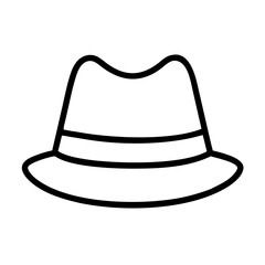 fedoras line drawn beauty fashion industry. vector art - outline icon fedoras, isolated white background