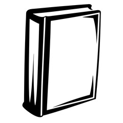 Simple black and white standing book illustration for general educational purposes