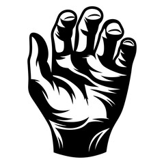 Stylized Black and White Illustration of an Open Hand Showing Fingers