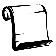 Antique parchment scroll with curled edges and elegant black outline design