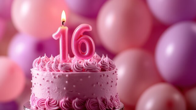 Sweet Sixteen: A delightful pink cake celebrating a 16th birthday party