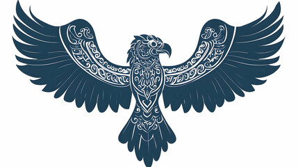 Obraz premium Ornate design of a soaring bird in dark silhouette.