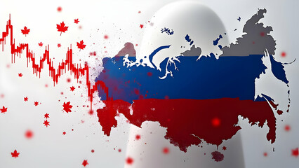 Dissolving Russia Flag into Red Chart, Maple Leafs Drift as Data Points