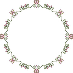 Circular garland with flowers. Illustration made with a garland of flowers on a white background creating a circular border.