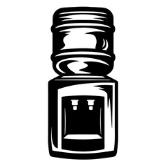Black and white icon of a water dispenser for office use