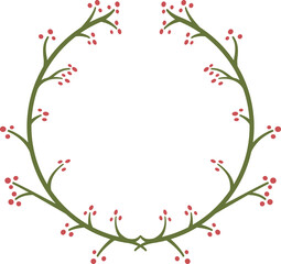 Schematic flower crown. Illustration made with a branch of flowers on a white background creating a floral crown.