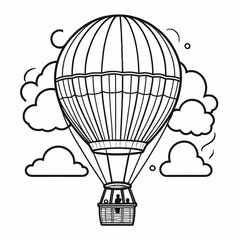 Obraz premium Hot Air Balloon Adventure Soaring Through Clouds Travel Illustration