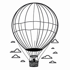 Naklejka premium Elegant Hot Air Balloon Line Art Illustration with Clouds a Perfect Design for Travel Posters and Adventure Themes