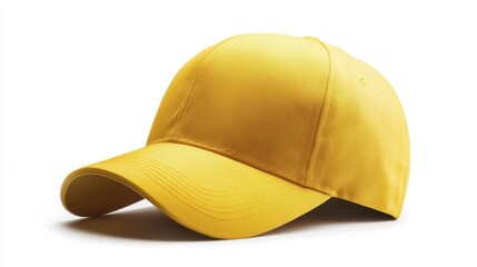 Fototapeta premium Yellow Baseball Cap Isolated On White Background. Generative AI