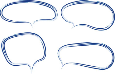 blue colorful abstract geometric line art speech bubbles set