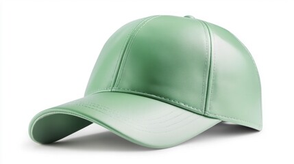 Fototapeta premium Green leather cap isolated on white background. Generative AI