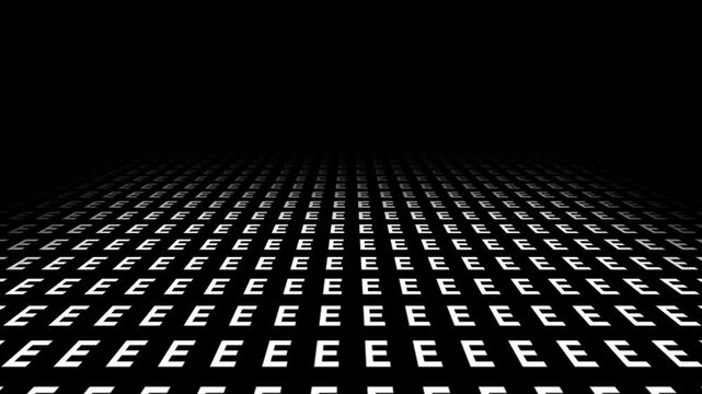 retro futuristic background animation of space tunnel travel ship pov perspective movement of alphabeth letter E