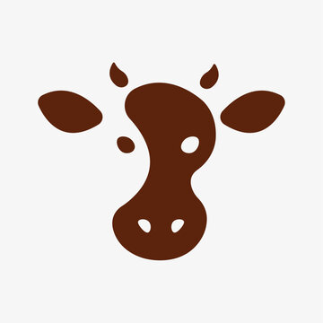 Minimalist Cow Head Logo &ndash; Dairy Farm or Milk Brand Icon
