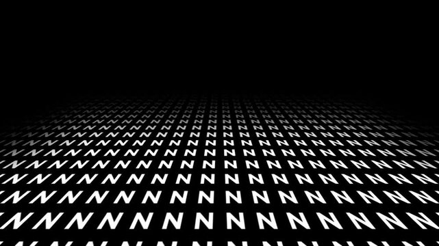 retro futuristic background animation of space tunnel travel ship pov perspective movement of alphabeth letter N