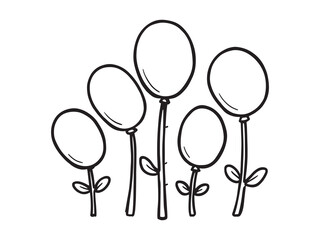 Balloon vine line art black outline drawing for wall decor