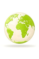 Obraz premium A stylized green globe illustration, showing continents in a light beige on a bright green background