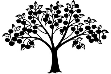 Vector Line Art Tree Illustration – Minimal Tree Clipart, Logo Icon Design on White Background