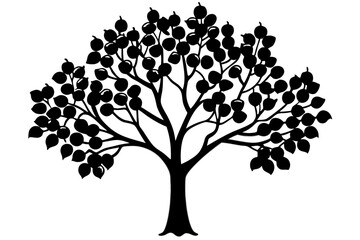 Vector Line Art Tree Illustration – Minimal Tree Clipart, Logo Icon Design on White Background