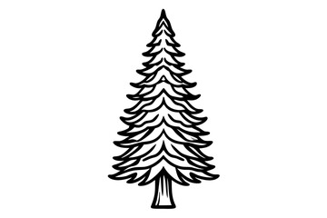 Vector Line Art Tree Illustration – Minimal Tree Clipart, Logo Icon Design on White Background