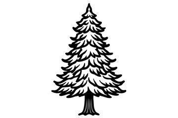 Vector Line Art Tree Illustration – Minimal Tree Clipart, Logo Icon Design on White Background