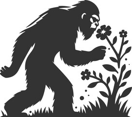 Black bigfoot vector silhouette