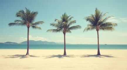 Obraz premium Tranquil beach scene with palm trees