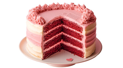 Strawberry Cheesecake Slice: A delectable slice of creamy cheesecake, adorned with fresh strawberries and a luscious strawberry glaze, sits invitingly against a soft pink background.