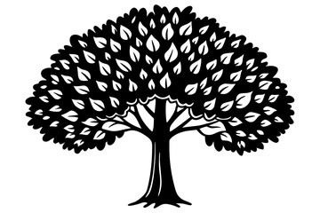 Vector Line Art Tree Illustration – Minimal Tree Clipart, Logo Icon Design on White Background