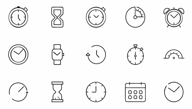 time and clock set of web icons in line style  tim (3).eps