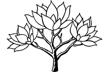 Vector Line Art Tree Illustration – Minimal Tree Clipart, Logo Icon Design on White Background