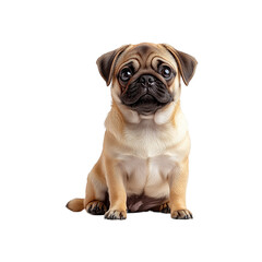Obraz premium Pug puppy sitting isolated on transparent background
