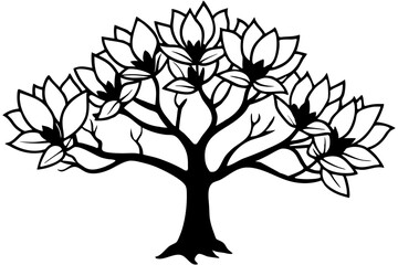 Vector Line Art Tree Illustration – Minimal Tree Clipart, Logo Icon Design on White Background