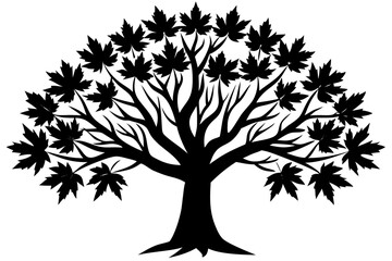 Obraz premium Vector Line Art Tree Illustration – Minimal Tree Clipart, Logo Icon Design on White Background