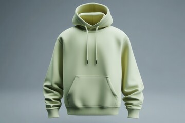 A light green hoodie with a single pouch pocket on the front