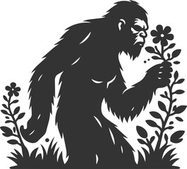 Black bigfoot vector silhouette
