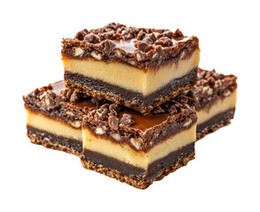 Indulgent chocolate layered bars kitchen food bright isolated on transparent background