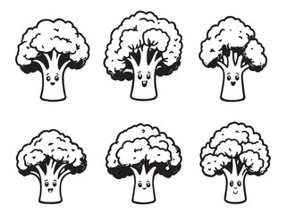 Botanical broccolini plant art simple monochrome style