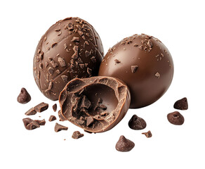 Delicious chocolate eggs with creamy filling kitchen food bright lighting isolated on transparent background