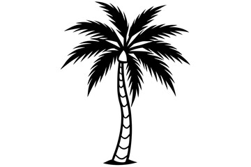 Obraz premium Vector Line Art Tree Illustration – Minimal Tree Clipart, Logo Icon Design on White Background