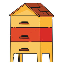 house for bees vector illustration. Cartoon cute beehive for swarm of honey bees, several entrances