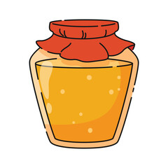 Cartoon Honey Jar with Fabric Lid, honey orange natural sweetness. Beekeeping