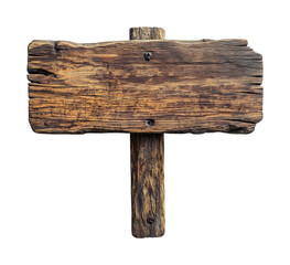 Rustic wooden sign post in nature display tranquil isolated on transparent background © Nadya