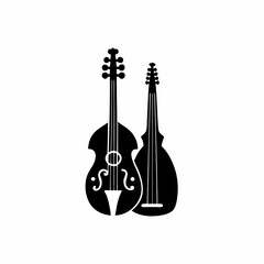 Naklejka premium creative Silhouette Three-stringed instrument Icon Vector Illustration