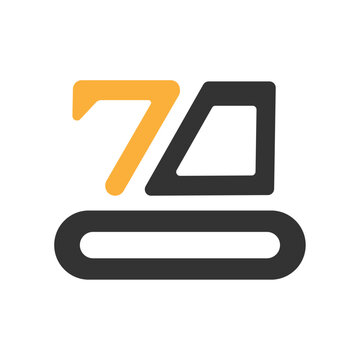 Construction Equipment Logo &ndash; Excavator Icon in Flat Minimal Style