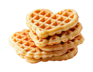 Heart-shaped waffles delight kitchen food cozy atmosphere isolated on transparent background