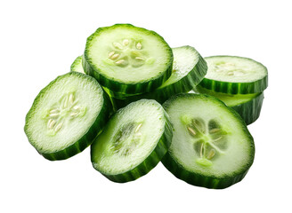 Refreshing cucumber slices kitchen food bright isolated on transparent background