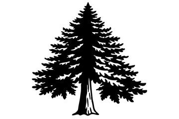 Vector Line Art Tree Illustration – Minimal Tree Clipart, Logo Icon Design on White Background