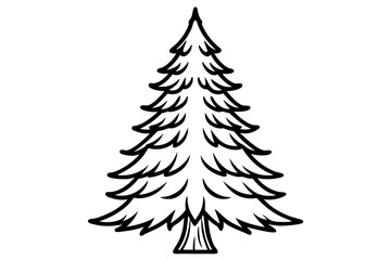 Vector Line Art Tree Illustration – Minimal Tree Clipart, Logo Icon Design on White Background